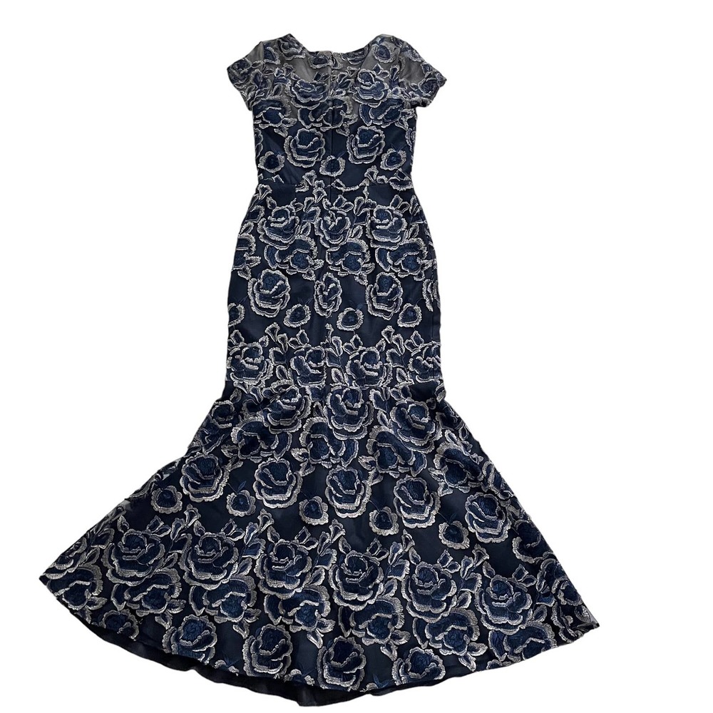 DAVID MEISTER FLORAL JACQUARD FULL LENGTH GOWN Women Size 2 - Picture 8 of 16